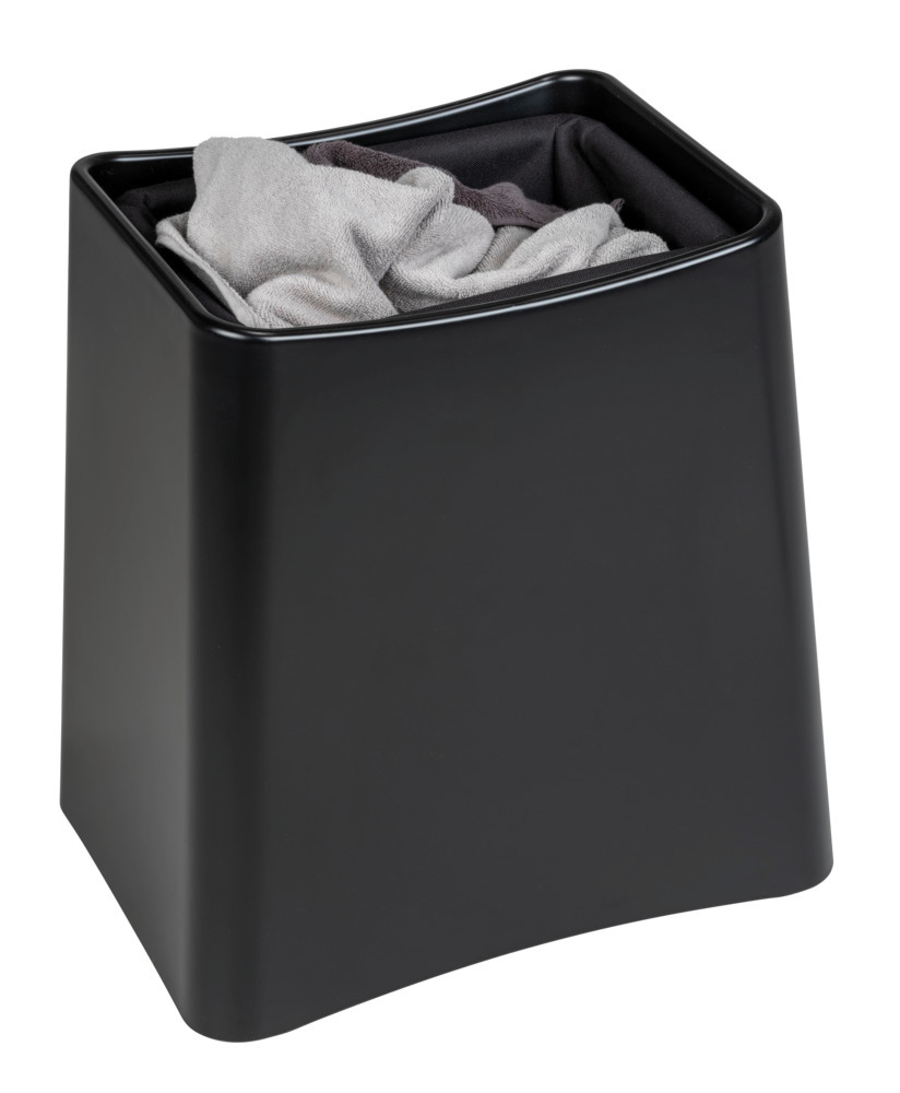 tabouret de douche Wing, noir mat  Tabouret de bain avec sac à linge retirable