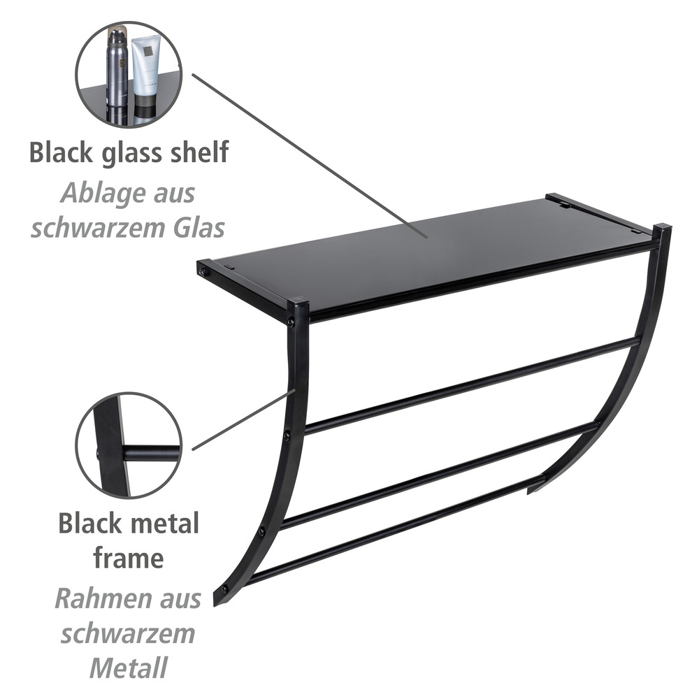 Étagère murale Tarderia Noir  Tablette en verre