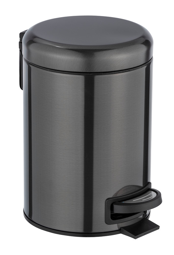 Poubelle à pédale Leman métallique noir  3 l, acier inox