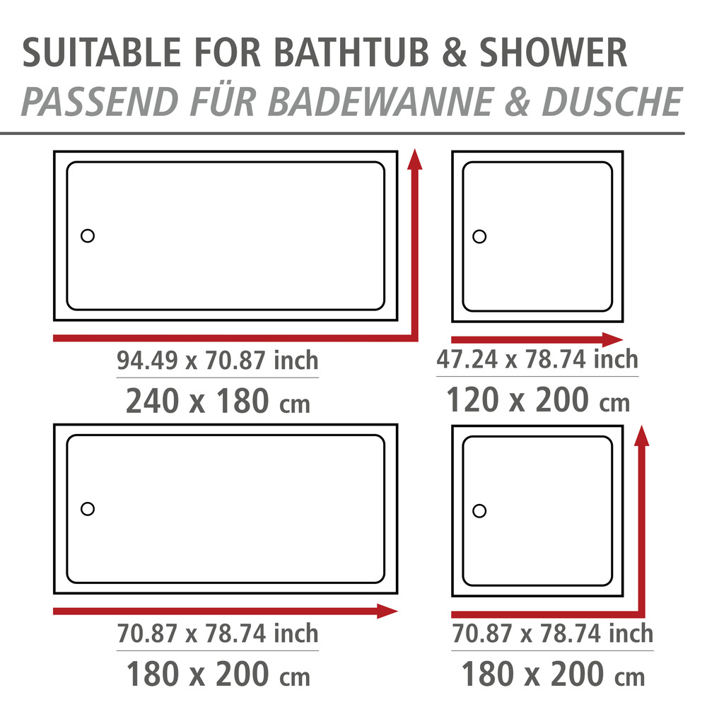 Rideau de douche Alara  180 x 200 cm, textile (100 % polyester recyclé)