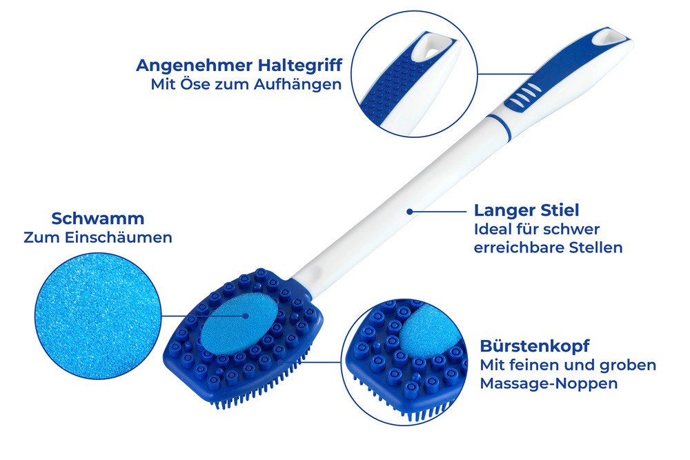 Brosse de massage et bien-être silicone  avec deux inserts en éponge