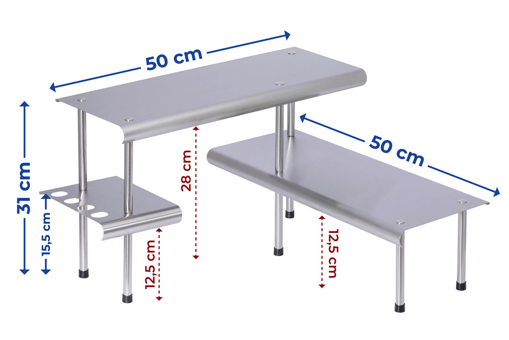 Étagère d'angle de cuisine Massivo Trio à 3 rayons  acier inox