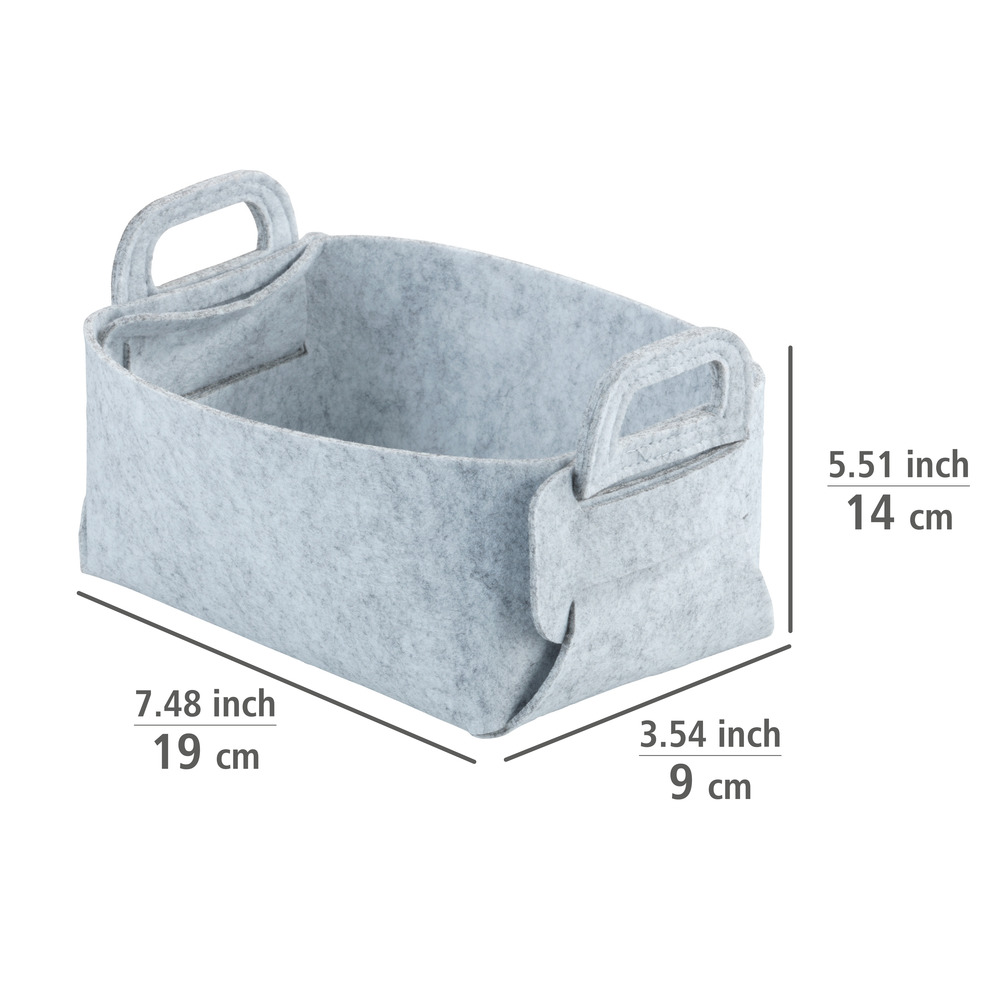 Panier en feutre Nina S Gris clair  Pliable et peu encombrant pour le rangement