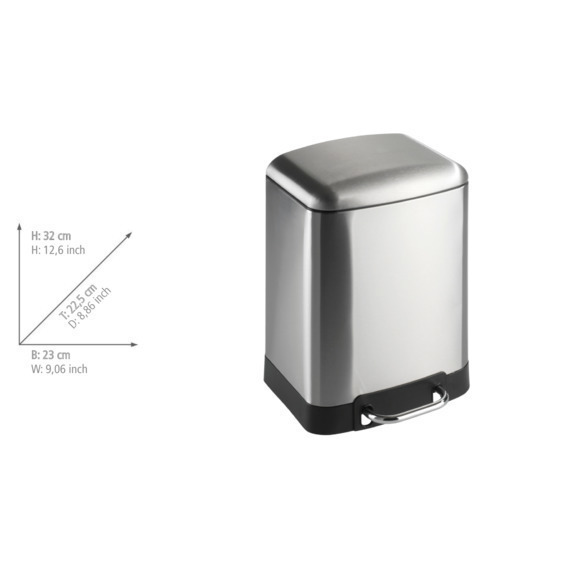 Poubelle à pédale Studio acier inox Easy-Close  6 l, abaissement automatique