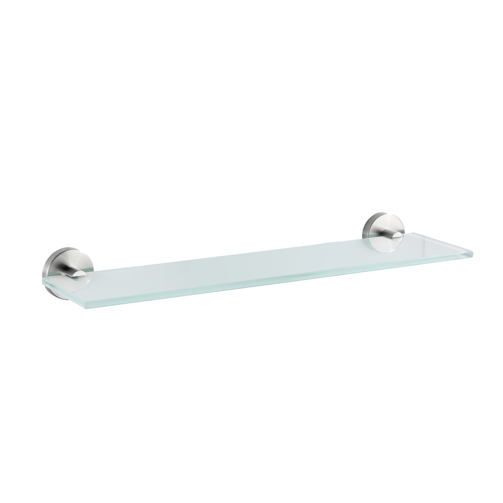 Etagère salle de bain, tablette en verre Bosio, fixation acier inox mat, 46,5x5,5x13,5 cm  inoxydable