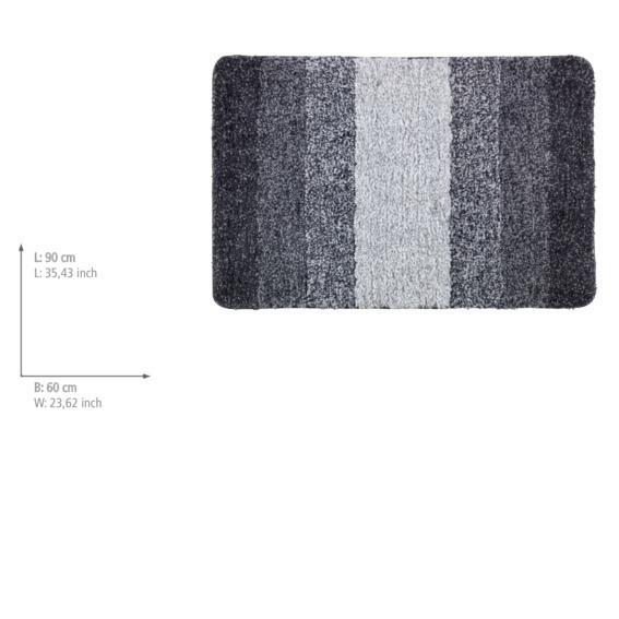 Tapis de bain Luso gris  microfibre, 60 x 90 cm