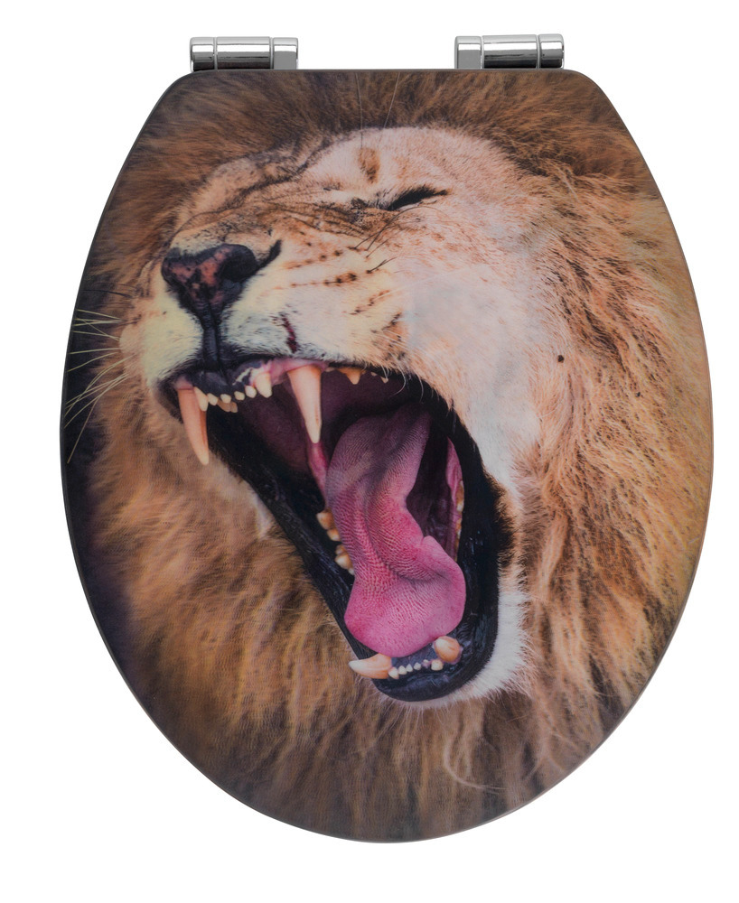 Abattant Lion avec motif 3D  MDF, abaissement automatique