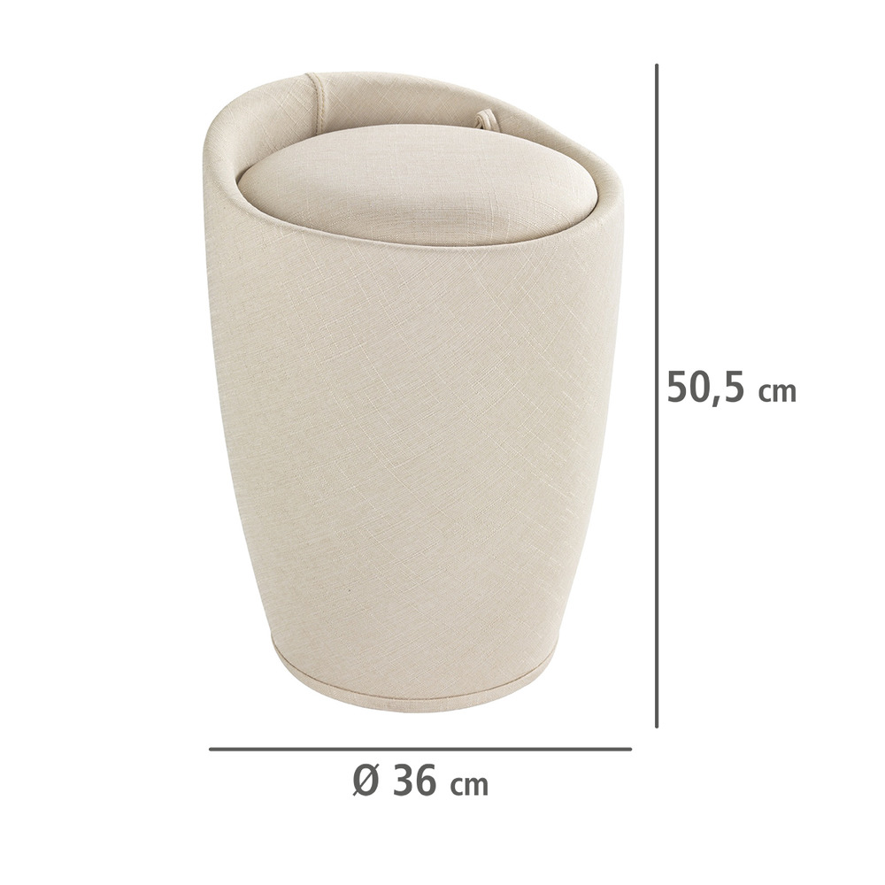 Tabouret de salle de bain Candy beige aspect lin  coffre à linge