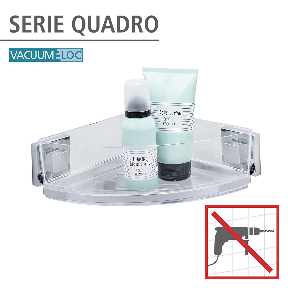 Vacuum-Loc® étagère d'angle en acier inox Quadro  fixer sans percer