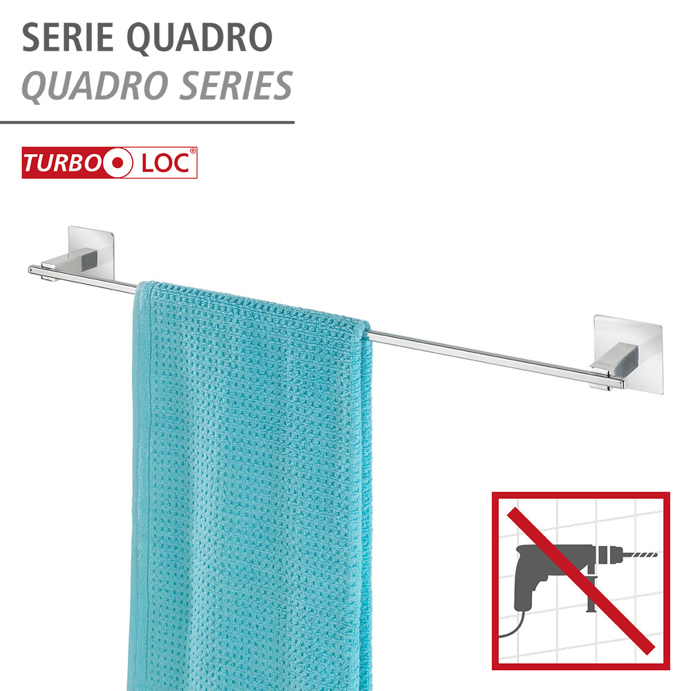 Turbo-Loc® barre porte-serviettes Quadro  acier inox, fixer sans percer