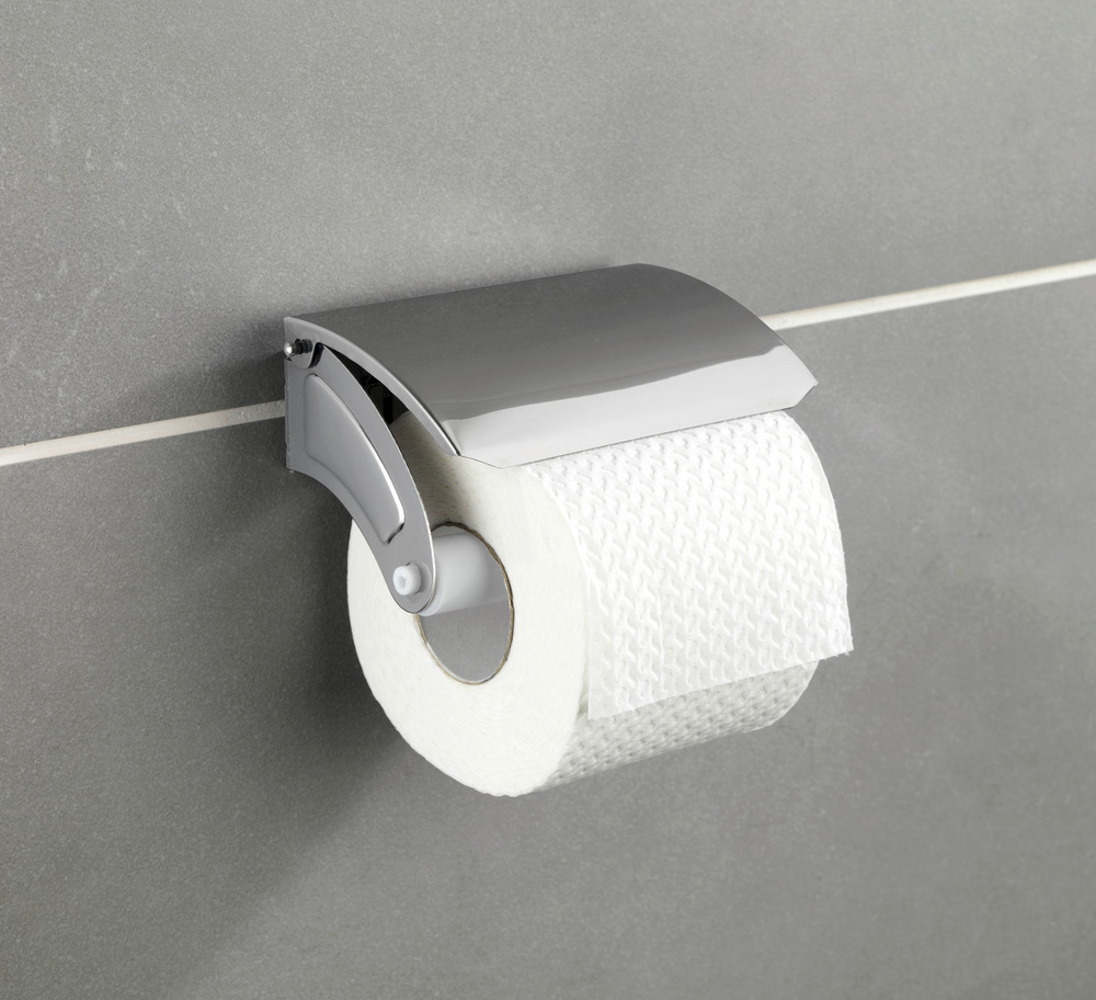 Dérouleur papier WC avec couvercle Basic  acier inox, avec couvercle