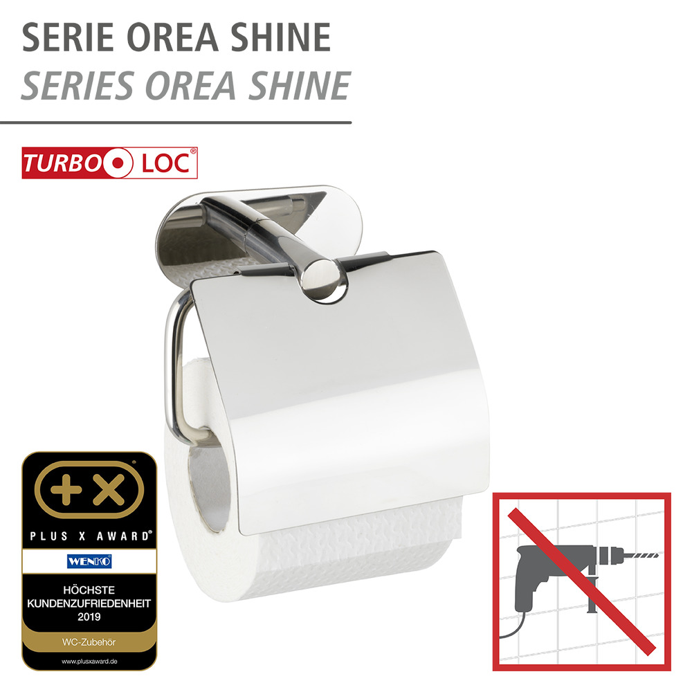 Turbo-Loc® Dérouleur papier WC avec couvercle Orea Shine  fixer sans percer