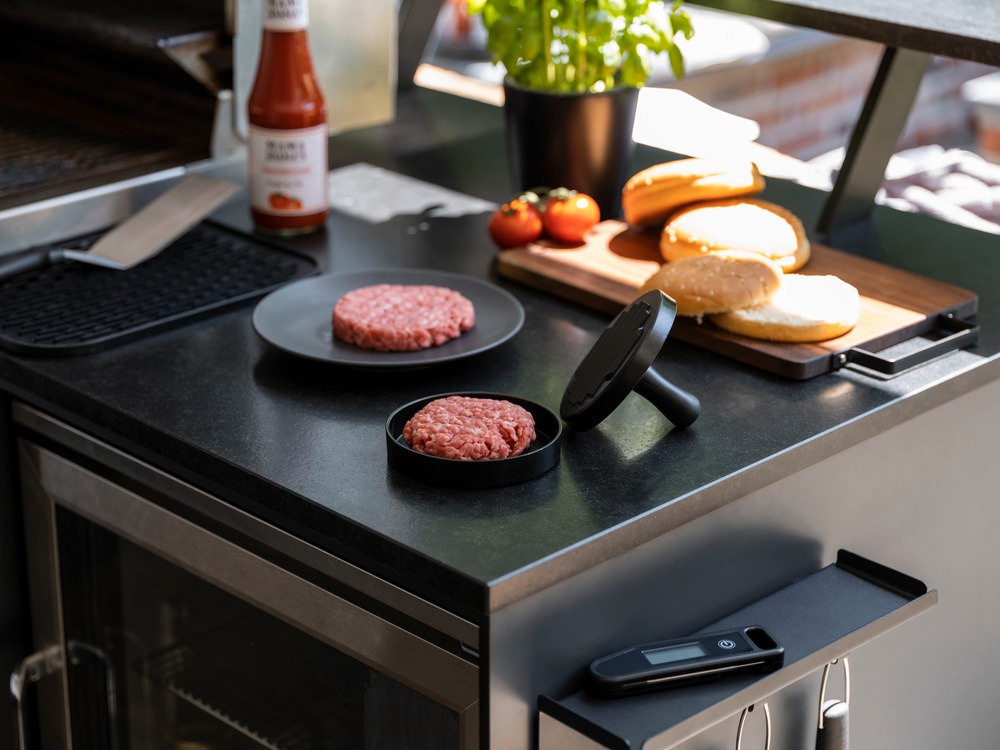 Presse à buger Patty  avec rainures, revêtement antiadhésif