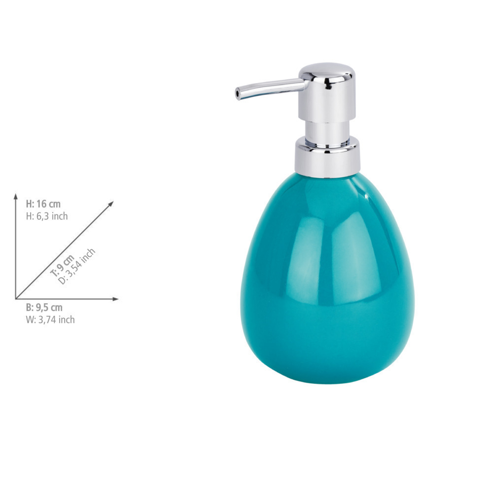 Distributeur de savon Polaris pétrole  céramique, 390 ml