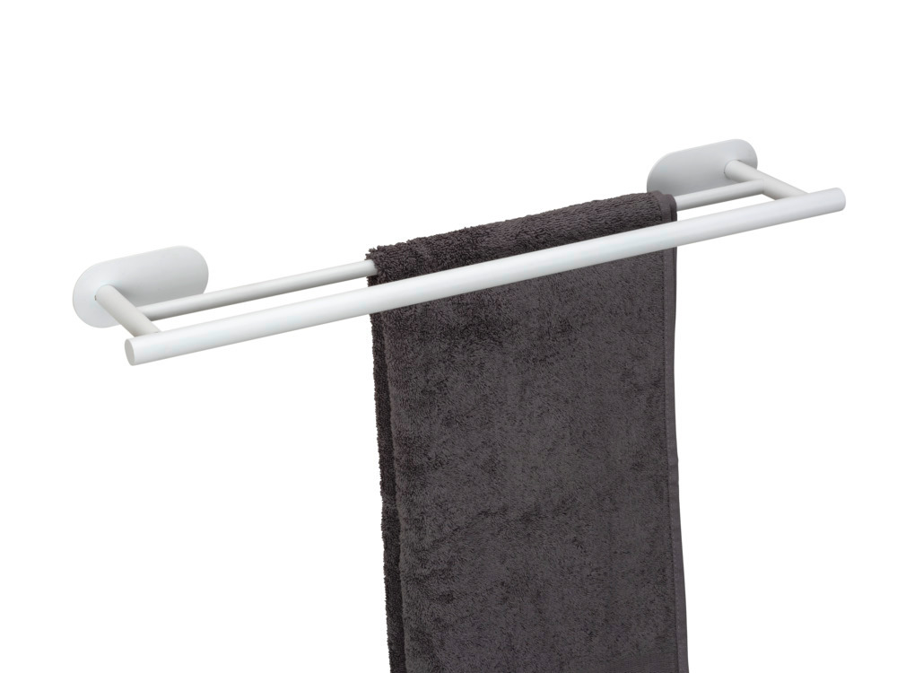 Turbo-Loc® Barre à linge de bain Duo Orea Blanc mat, 60 cm  en acier inoxydable