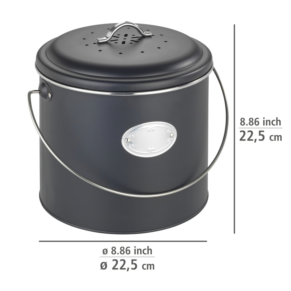 Poubelle à compost Nero 6 L Beige  3 filtres à charbon actif inclus