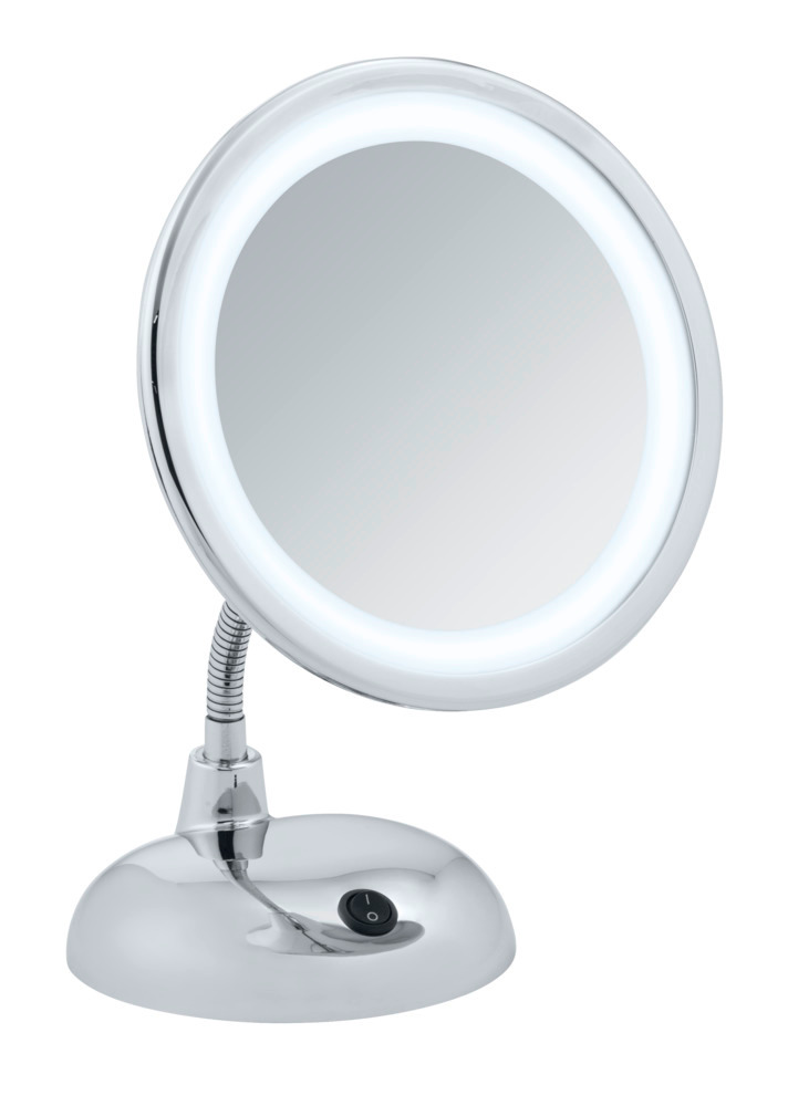 Miroir cosmétique DEL à poser Style, chromé  Miroir sur pied, grossissement de 3x