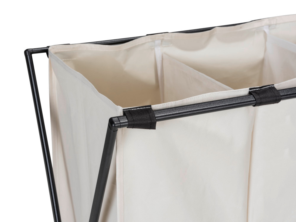 Panier à linge Trio XL Beige  avec trois compartiments