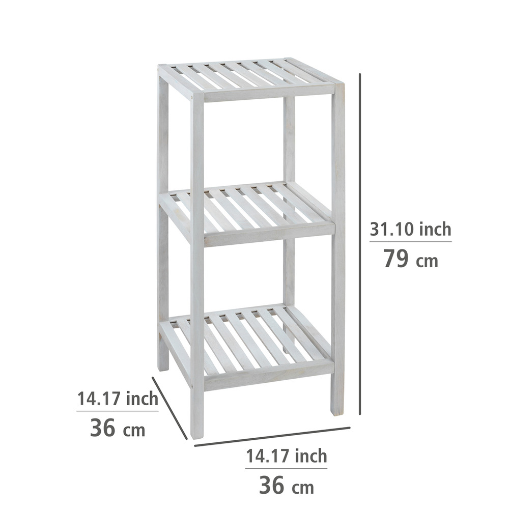 Etagère rangement bois Norway à 3 niveaux naturel blanc  en bois de noyer massif