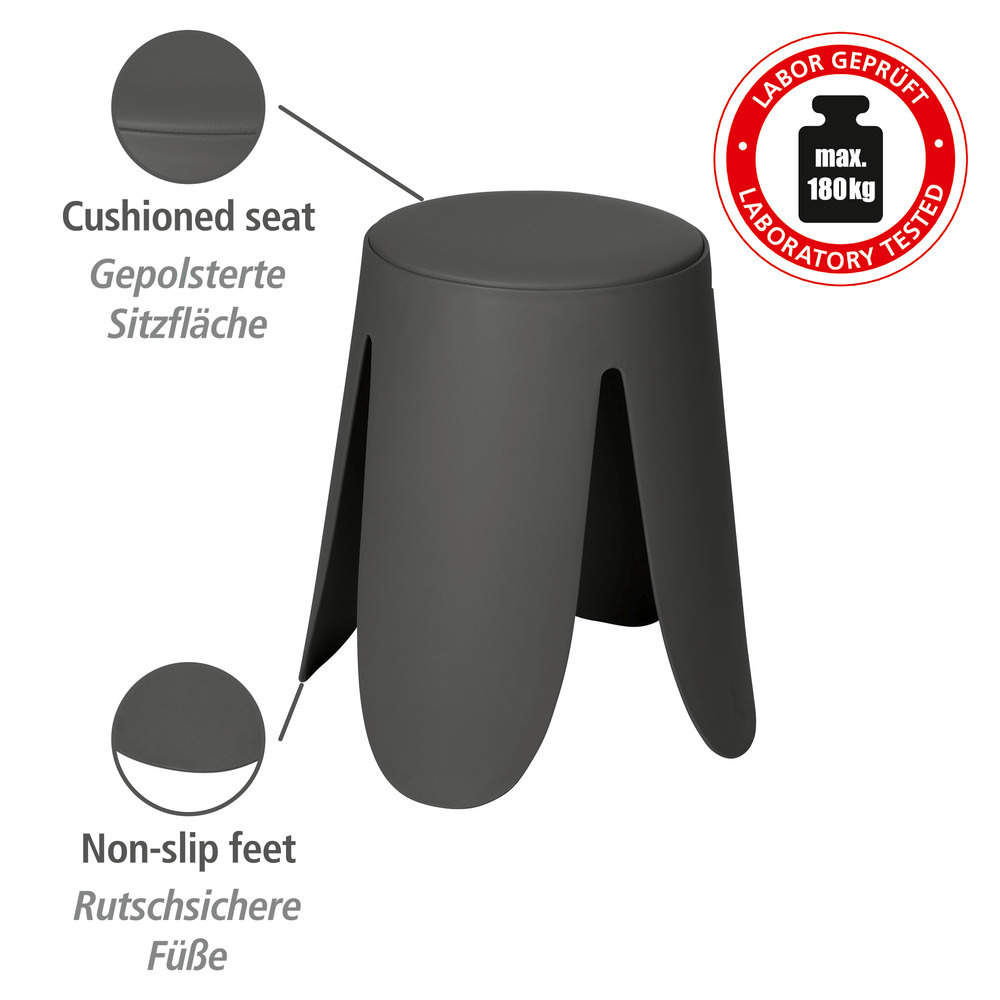 Tabouret de bain Comiso Anthracite mat  peut supporter jusqu'à 180 kg