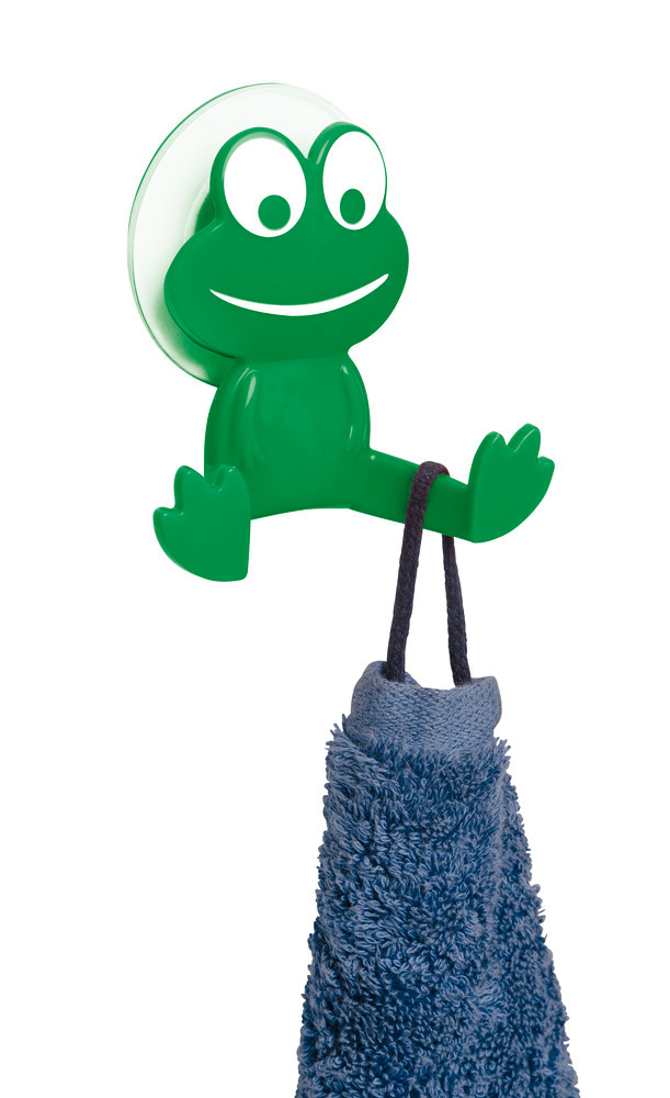 Crochet à ventouse Grenouille vert  en plastique