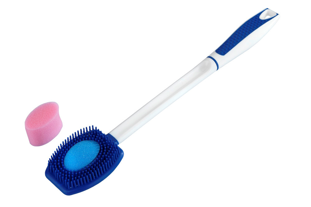 Brosse de massage et bien-être silicone  avec deux inserts en éponge