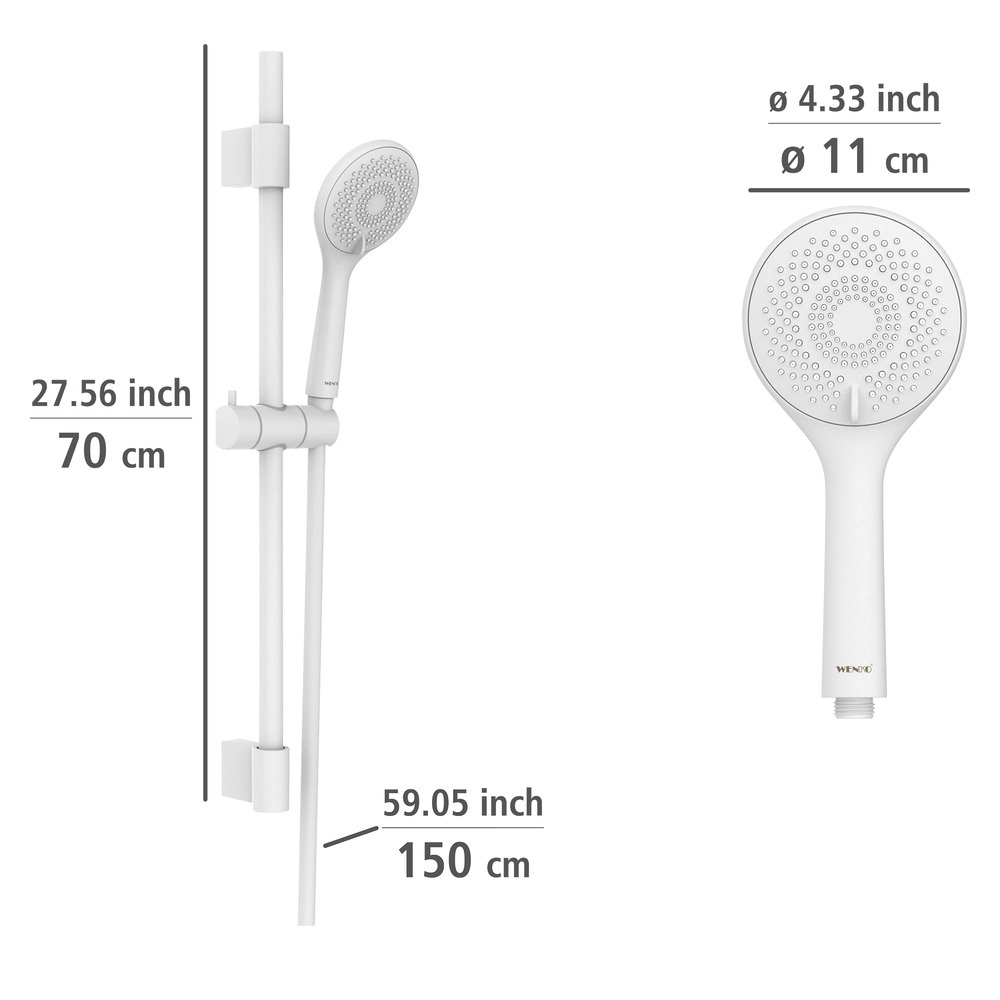 Set de douche Watersaving Blanc  Longueur de la barre : 70 cm