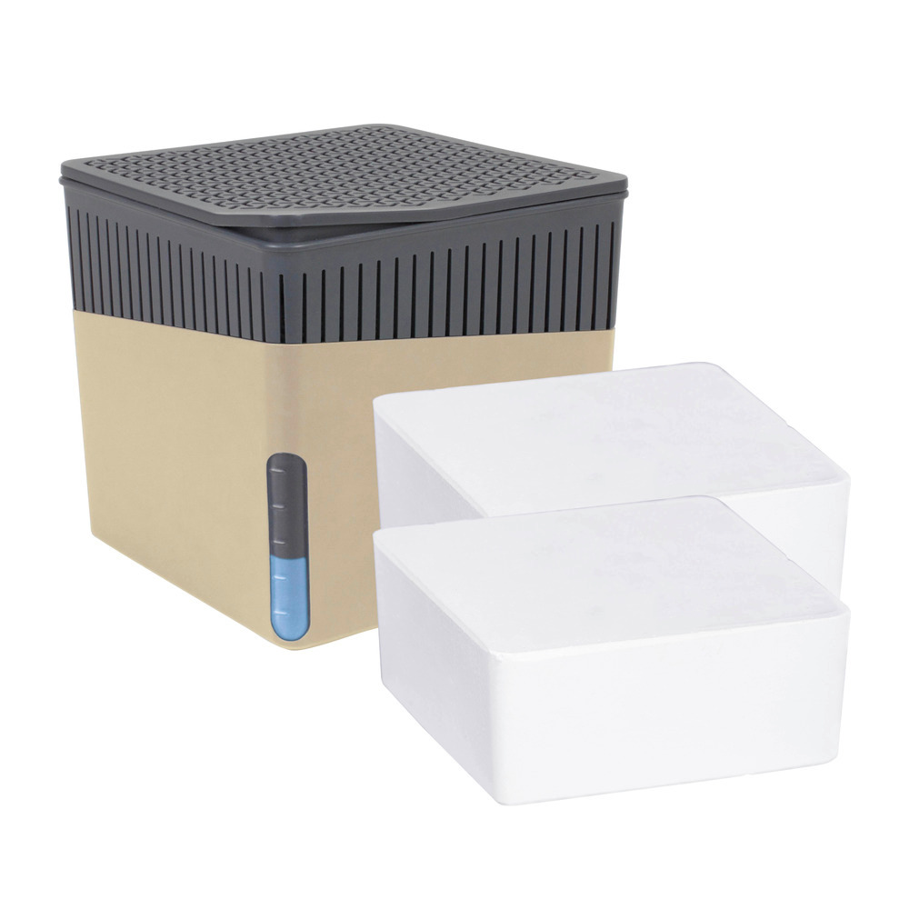 Déshumidificateur Cube Beige 2 x 500 g  pour des pièces jusqu'à 40 m³ environ