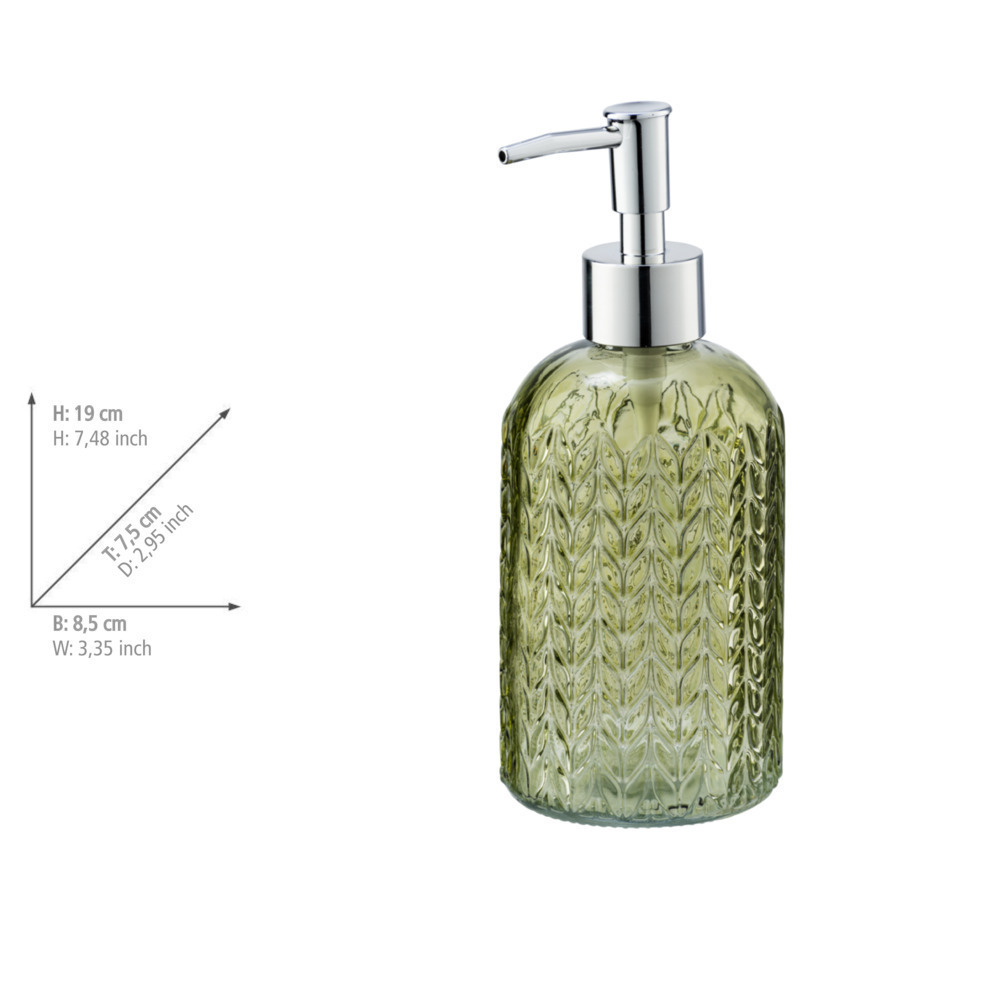 Distributeur de savon Vetro ronde vert  verre, 400 ml