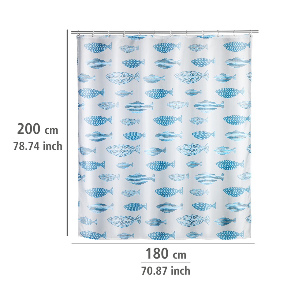 Rideau de douche Aquamarin anti-moisissure  polyester, 180 x 200 cm, lavable