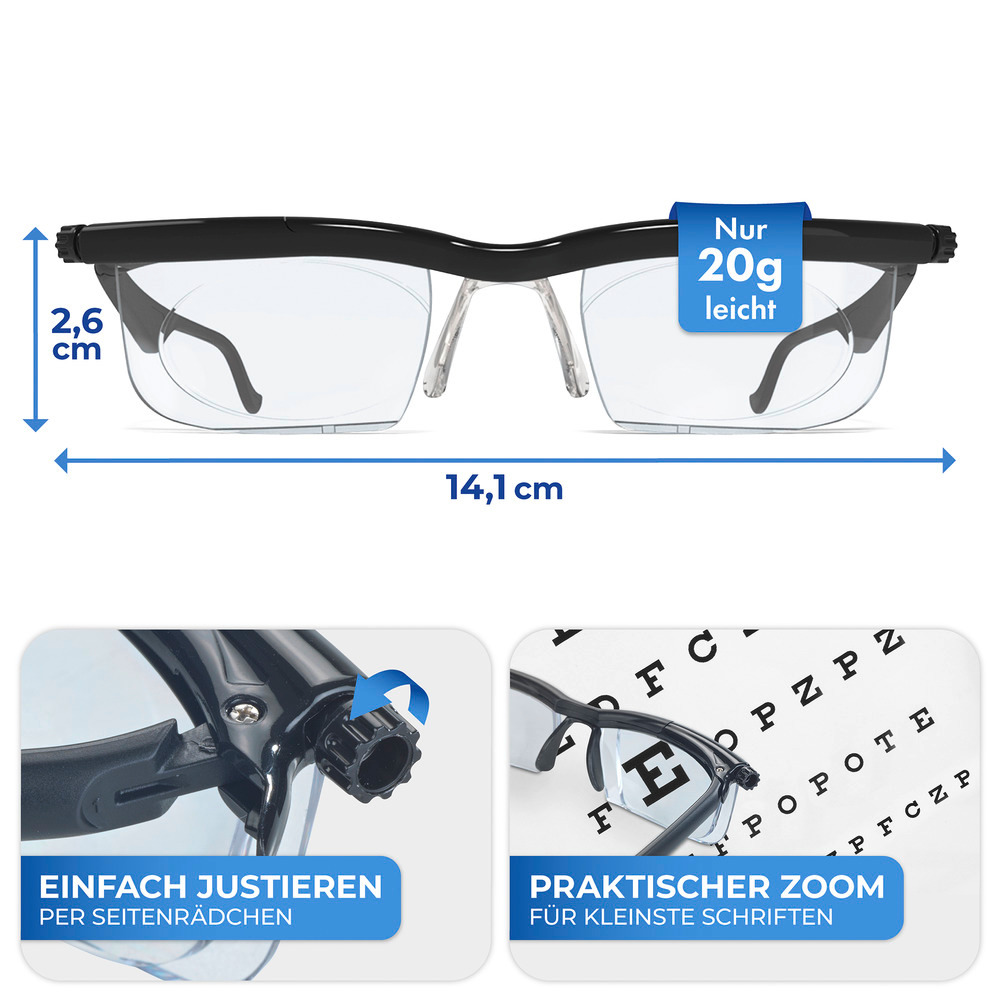 Lunettes de lecture Seeplus Zoom, noir  réglable de +0,5 à +4 dioptries