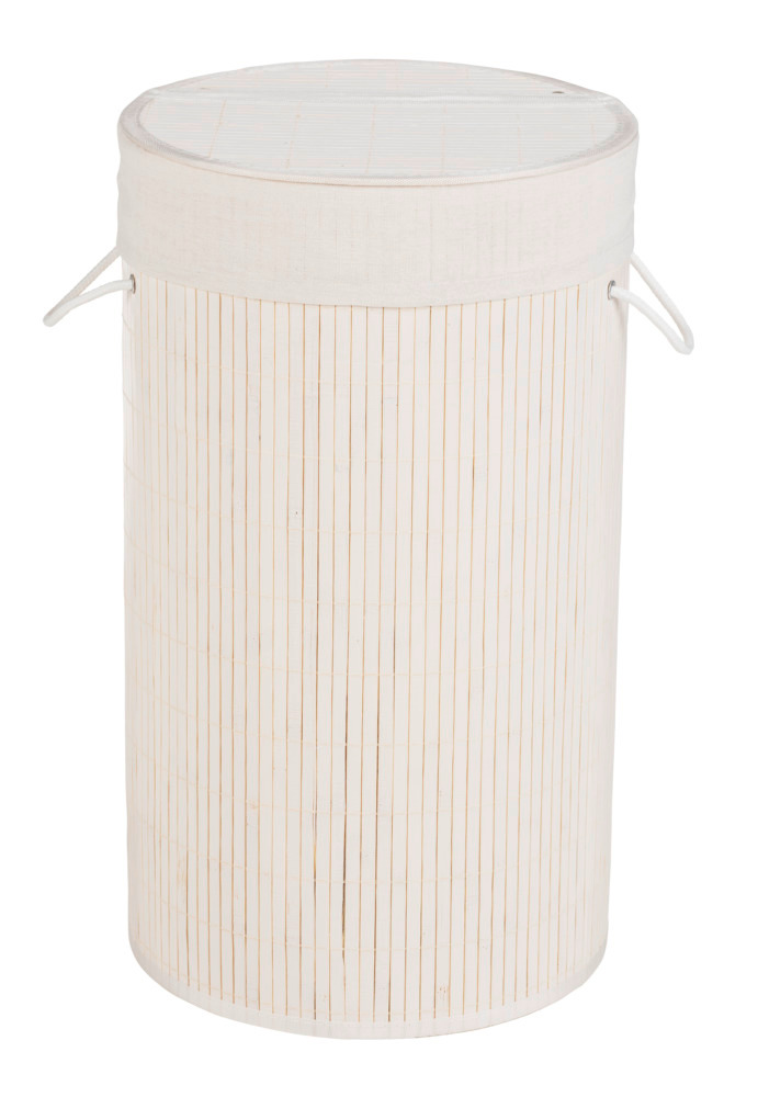 Panier à linge Bamboo rond blanc  capacité : 55 litres