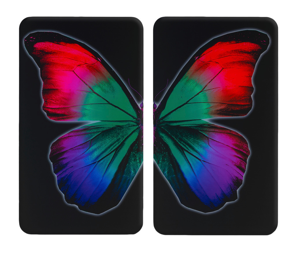 Protection plaque de cuisson en verre "papillon", lot de 2  pour tous les types de feux