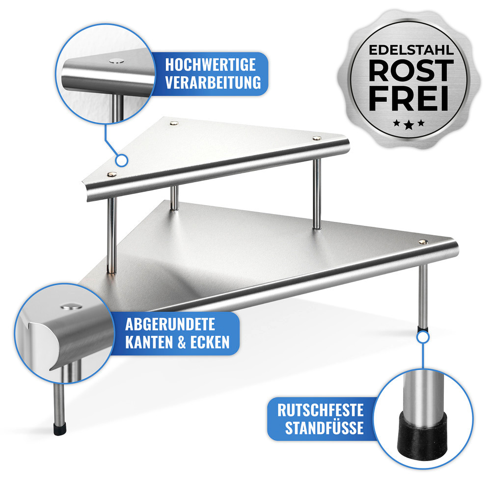 Étagère d'angle de cuisine Massivo Duo à 2 rayons  inoxydable