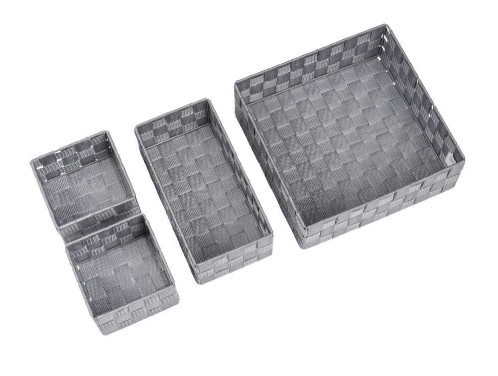 Set de corbeille Adria 4 pc gris  2 corbeilles de bain Adria S, 1 corbeille de bain M, 1 corbeille de bain L