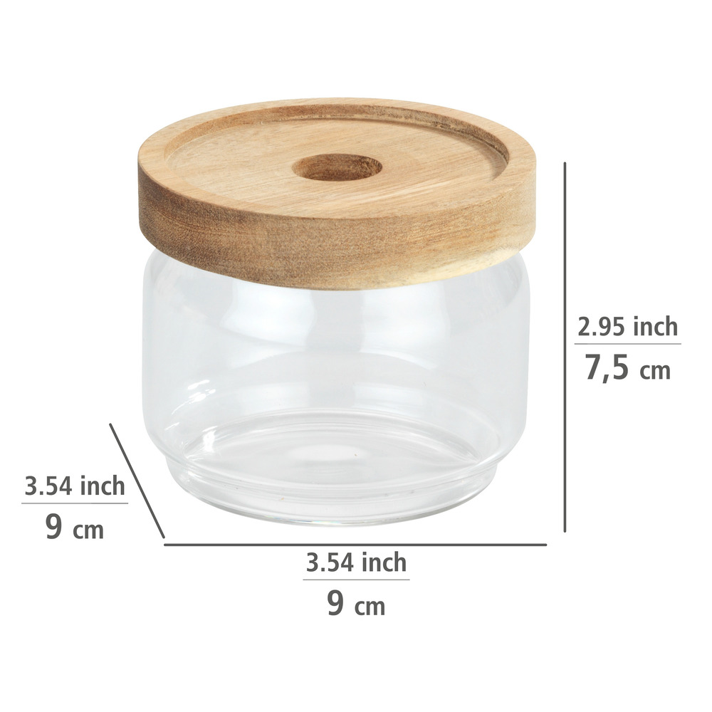 Boîte de conservation alimentaire Vido 0,3 litres  Boîte en verre avec couvercle en bois d'acacia