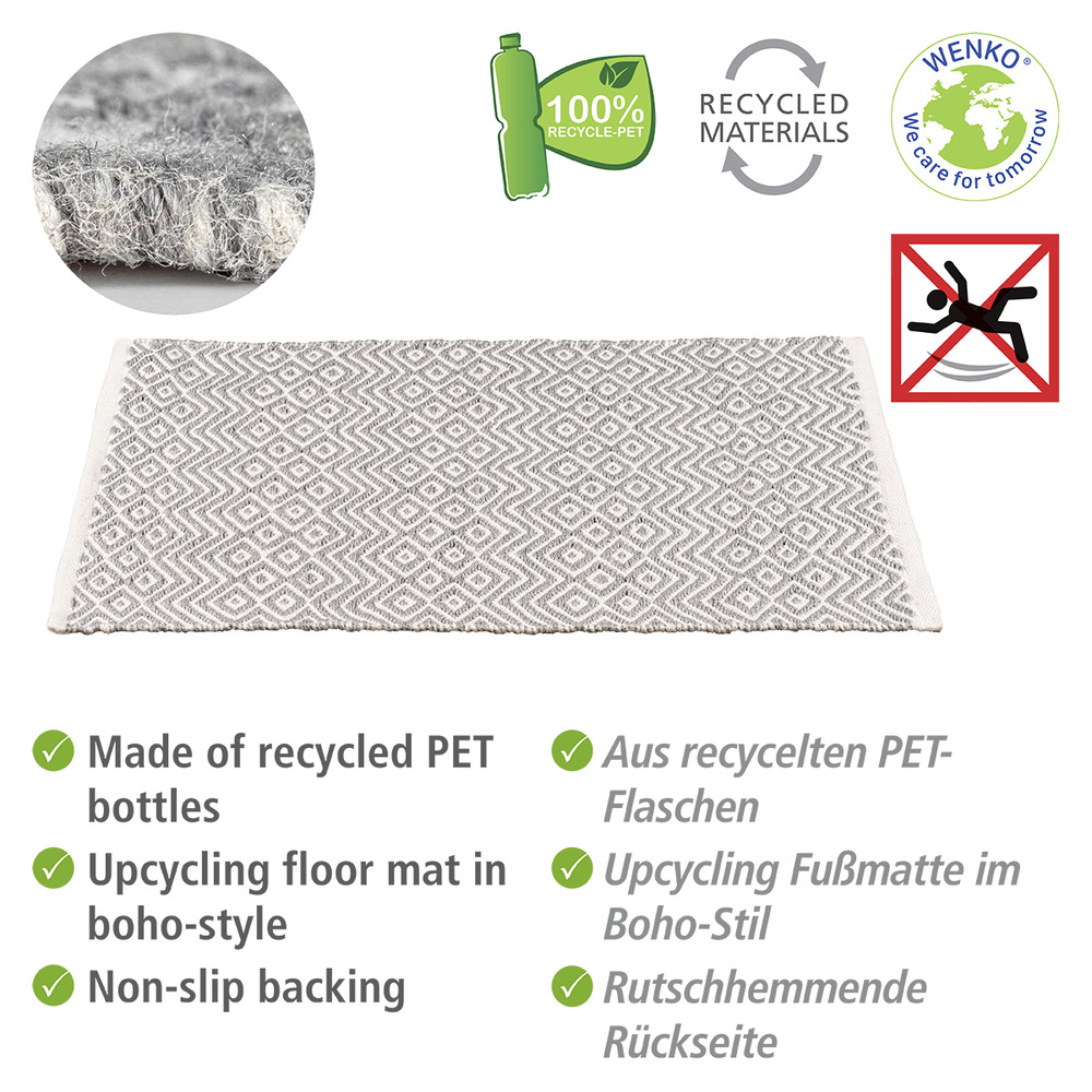 Tapis de bain, matière recyclée, 50x80 cm, Abai  fabriqué à partir de 18 bouteilles recyclées, 50x80 cm