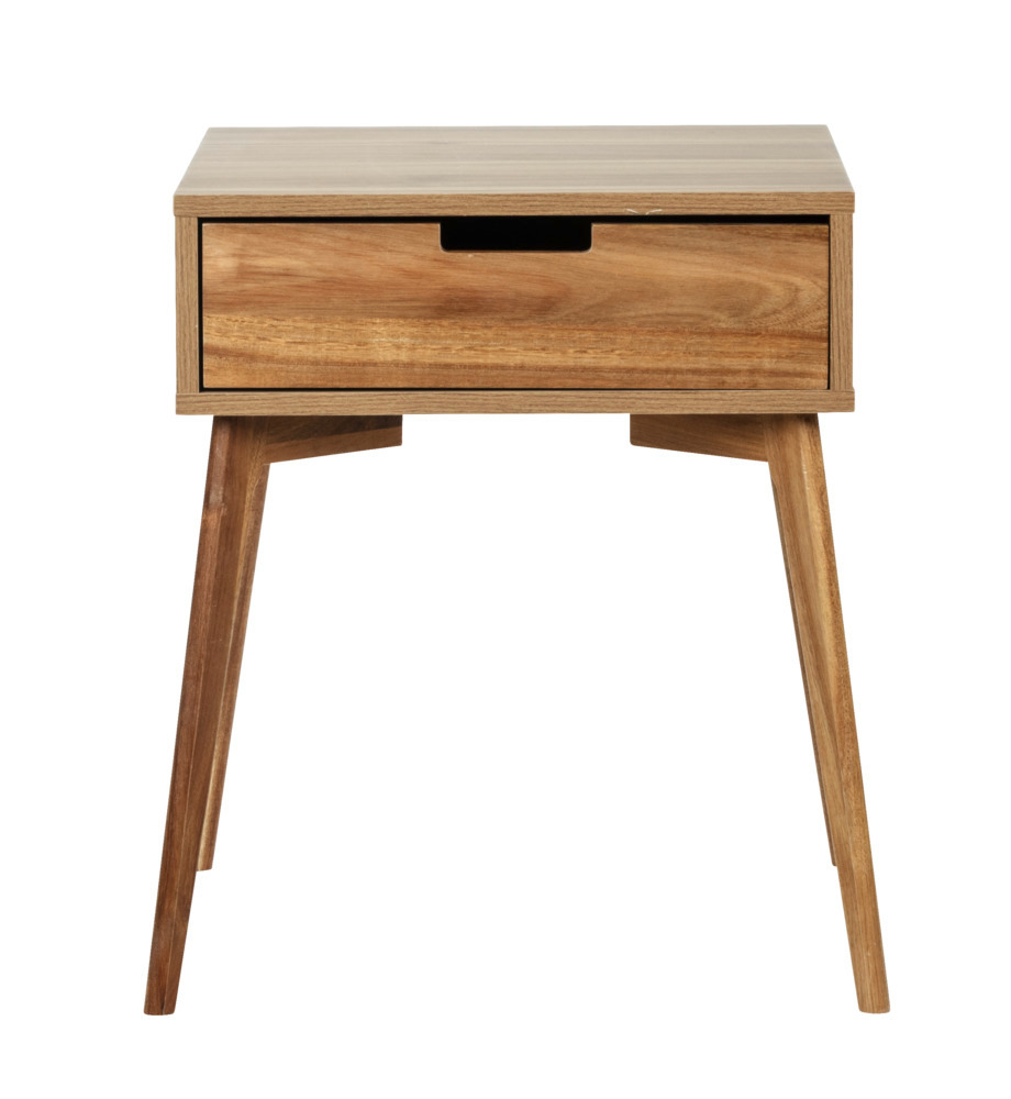 Table de nuit scandinave en bois FSC, petite table avec tiroir, Acina, 50 x 55 x 50 cm  Table de nuit bois, bout de canapé bois