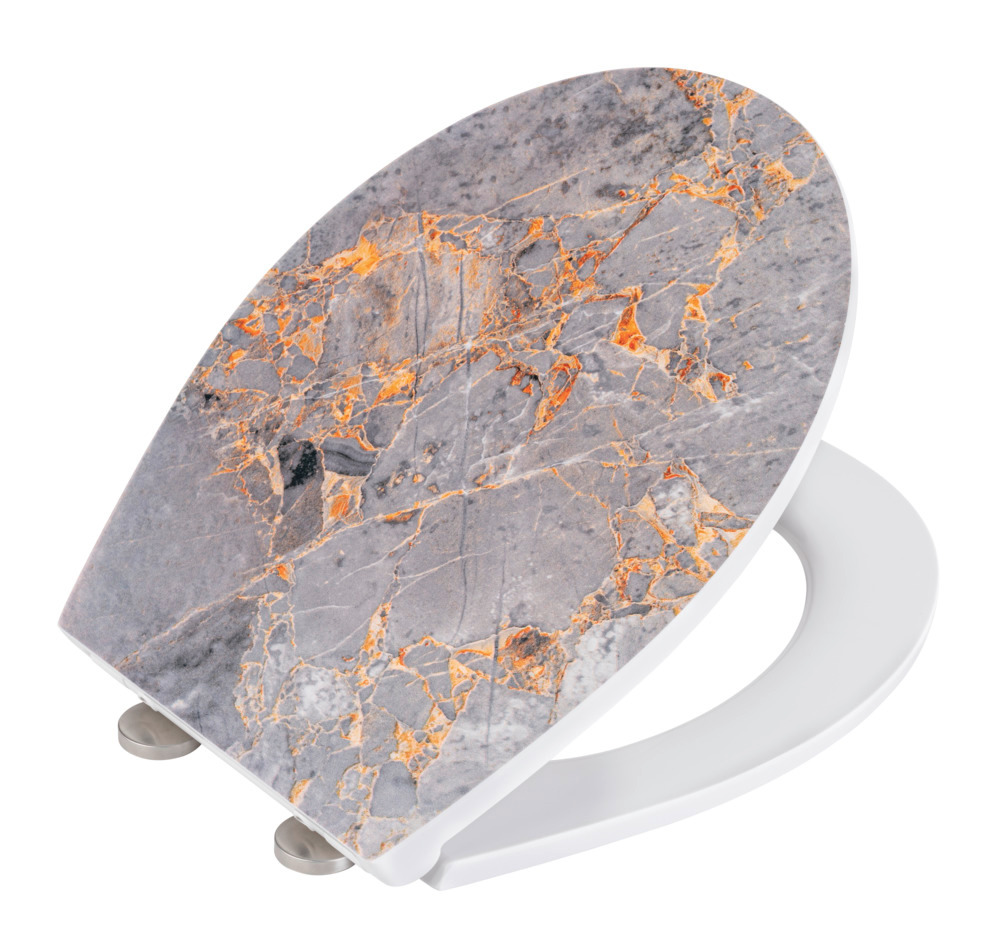 Abattant Grey Marble, motif margre gris  en plastique thermodurcissable antibactérien