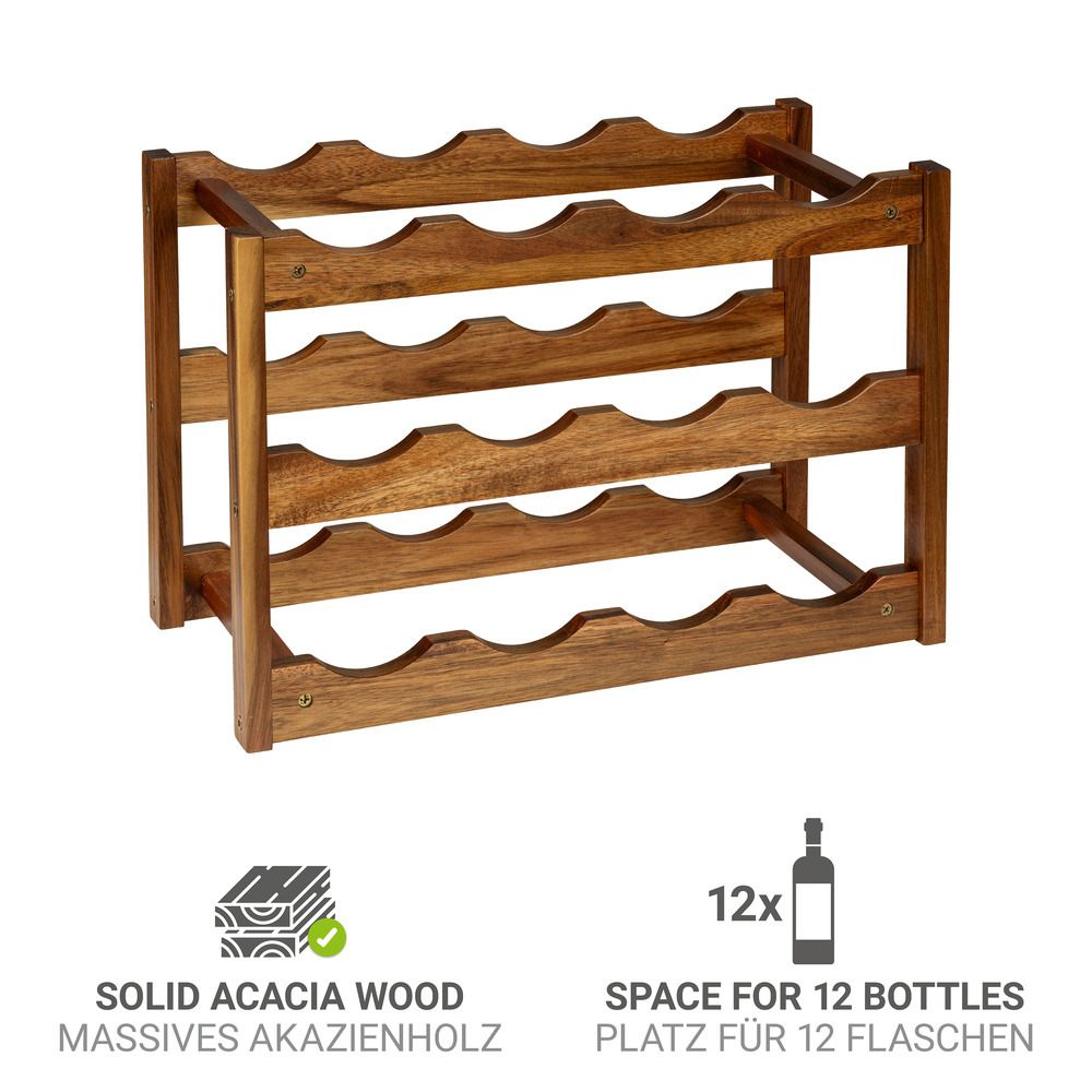 Casier à vin Mod. Fondi  en bois d'acacia massif