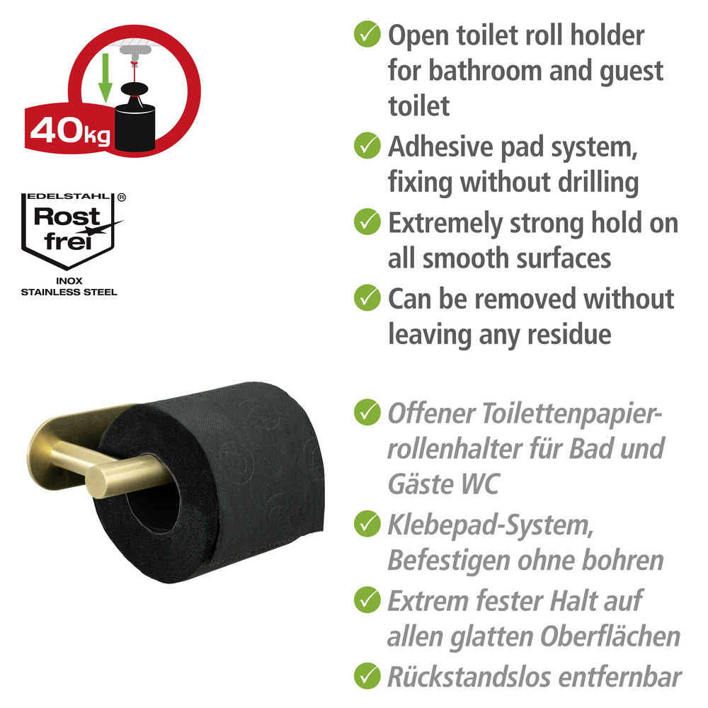 Porte-papier toilette Turbo-Loc® Orea or mat  Fixation sans perçage