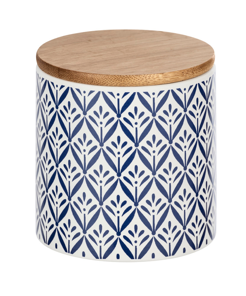 Boîte de rangement Lorca 0,45 l  Boîte en céramique au motif d'ornement méditerranéen bleu et blanc