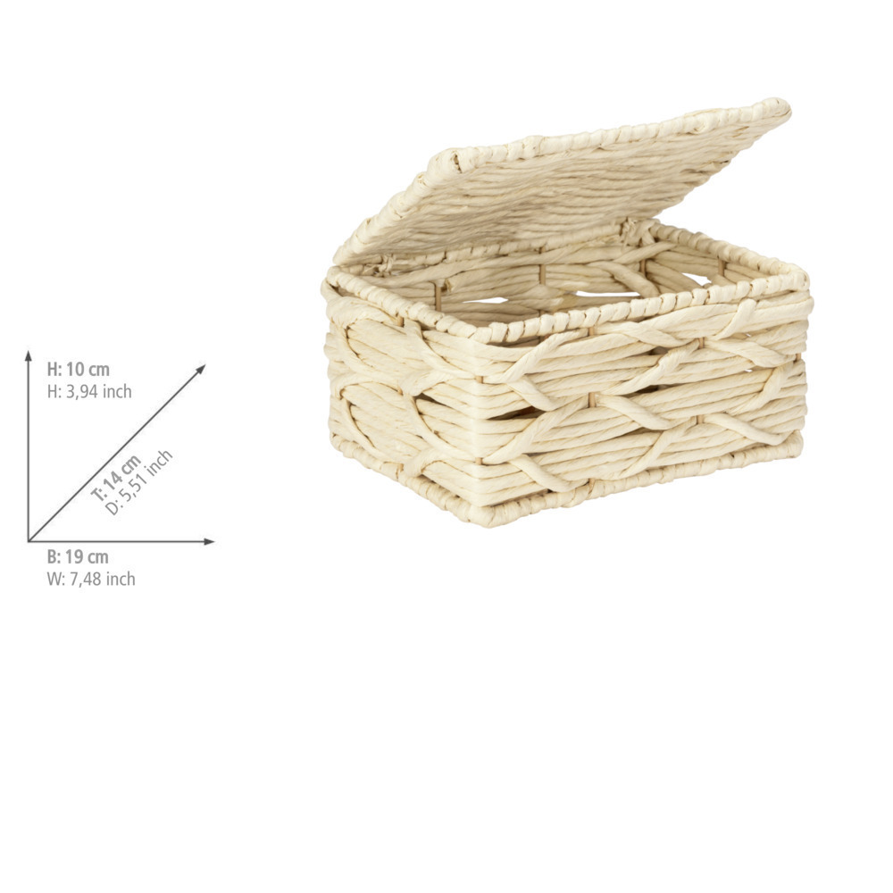 Boîte de rangement Vabriano Beige, avec couvercle  en papier tressé de qualité supérieure