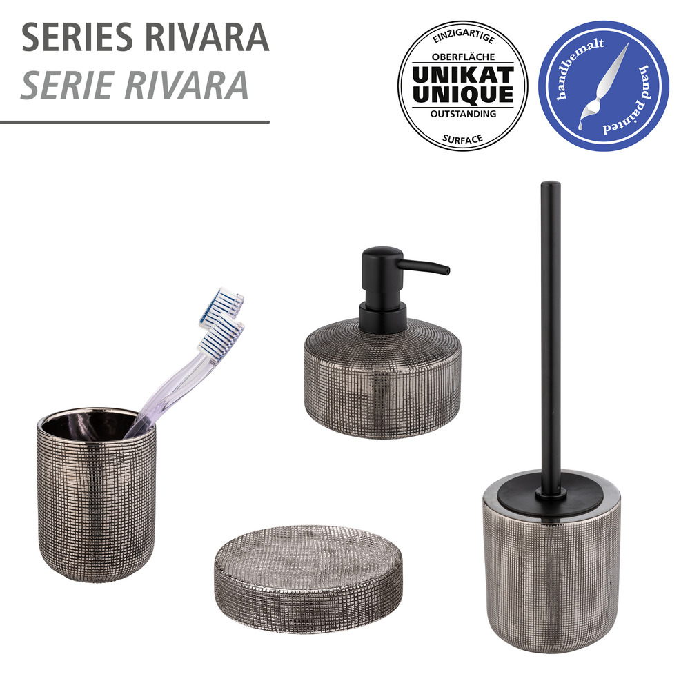 Gobelet brosse à dents Rivara argent  en céramique