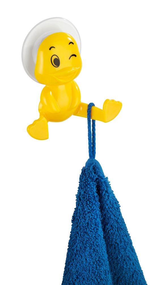 Crochet à ventouse Canard jaune  en plastique