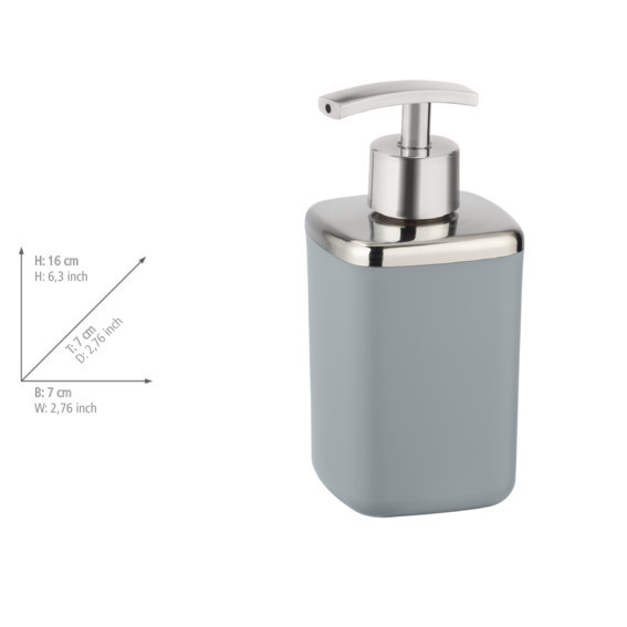 Distributeur de savon Barcelona gris  plastique spéciale, incassable, 370 ml