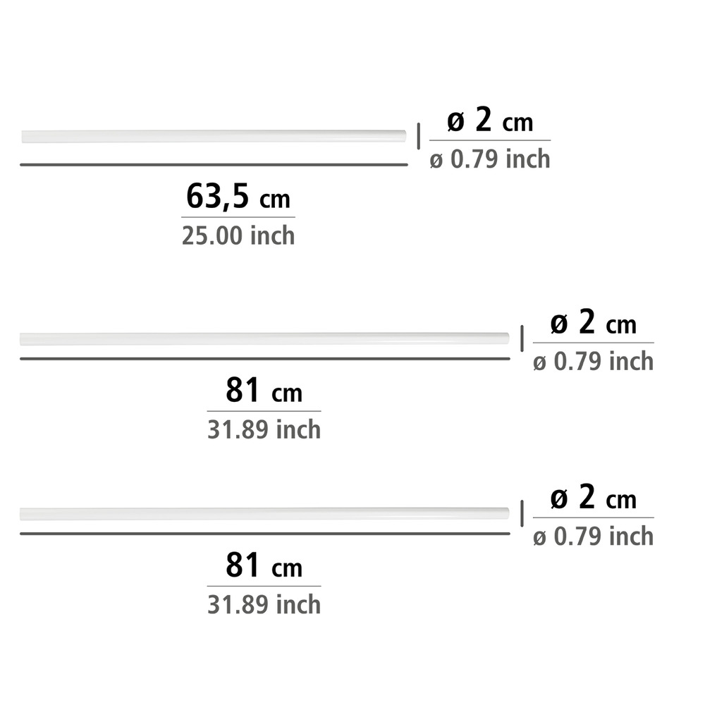 Barre de douche angle, tringle de rideau de douche, universel blanc, aluminium inox, Ø 2 cm  aluminium, Ø 2 cm,adaptable en forme et en longueur