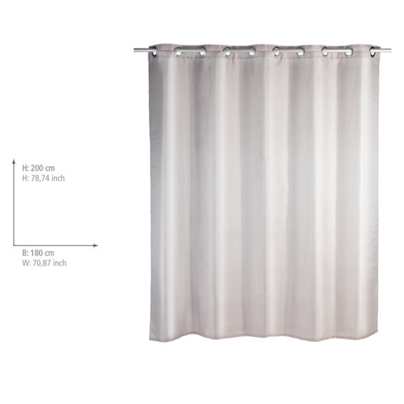 Rideau de douche Comfort Flex taupe  180 x 200 cm, lavable