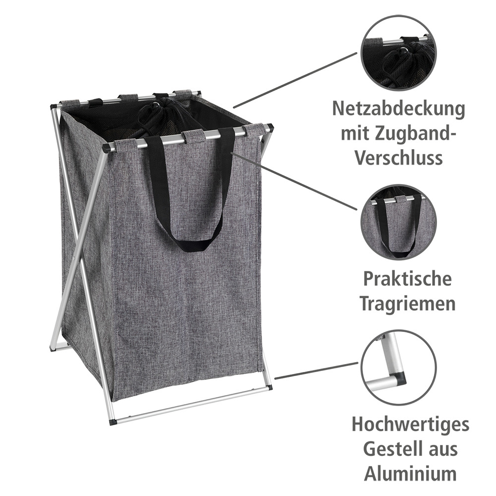 Panier à linge Uno gris chiné  Capacité : 52 litres