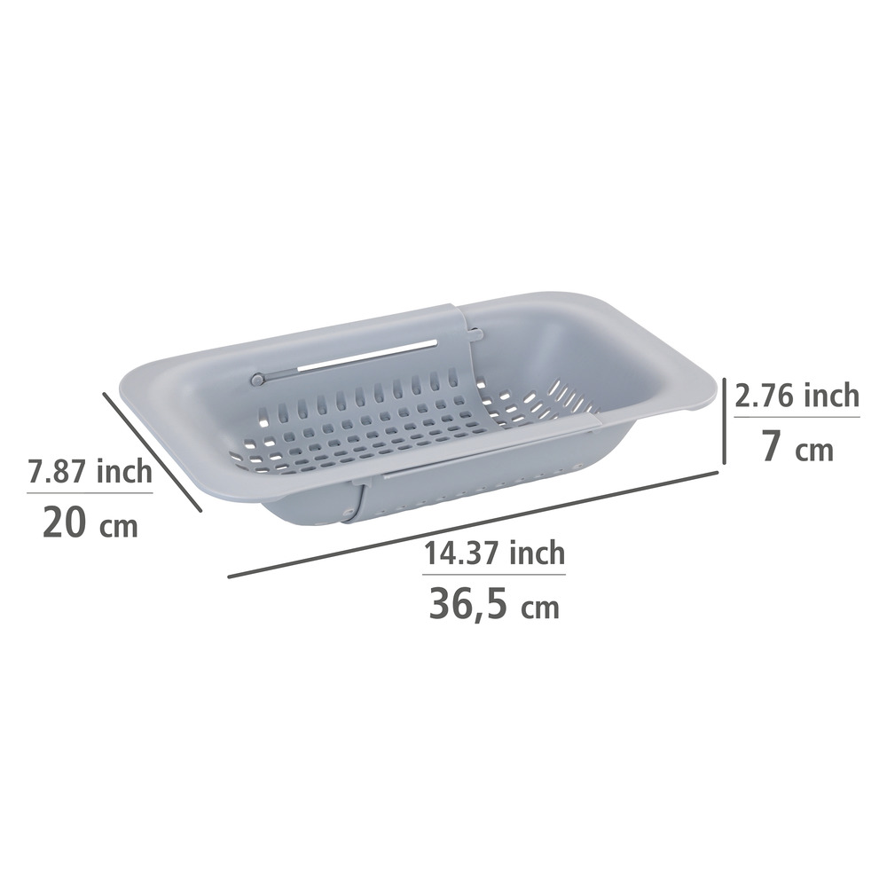 Passoire évier cuisine Sivo gris clair  extensible jusqu'à 50 cm